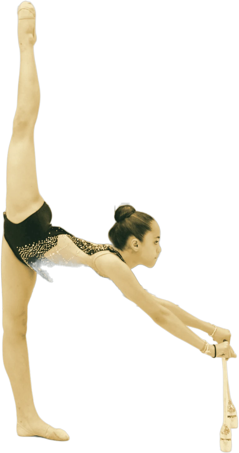 Margarita, professeure d'expression corporelle, en arabesque